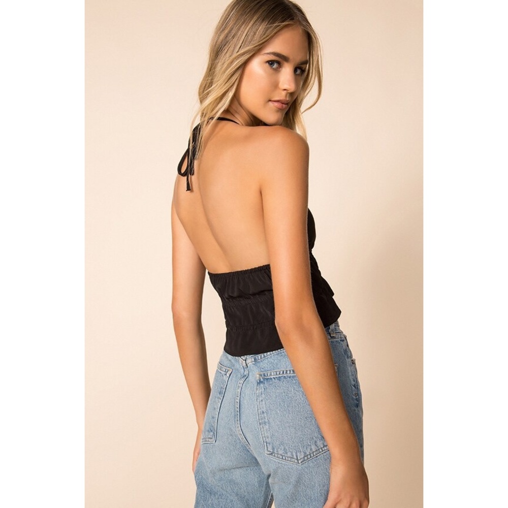 NWT Superdown Solstice Halter Tie Top In Black - Picture 2 of 4